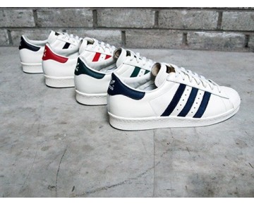 Weiß & Licht Grün Schuhe Adidas Originals Superstar 80S B35981 Unisex