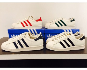 Weiß & Tief Blau Schuhe Adidas Originals Superstar 80S B25964 Unisex