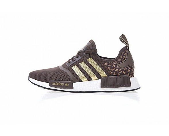 Herren L.V X Adidas Nmd R_1 Boost Ba7789 Dunkel Braun & Gold Schuhe