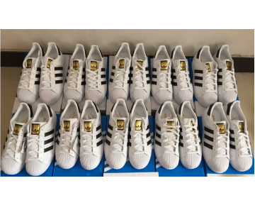 Schwarz & Weiß & Gold Schuhe Adidas Originals Super Star Ii C17724 Unisex