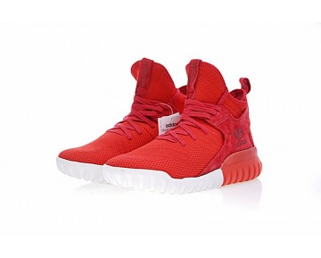 Herren Adidas Originals Tubular X Primeknit S80129 Rot & Weiß Schuhe