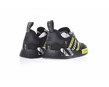 Off-Weiß X Adidas Nmd R_1 Boost Ba7787 Unisex Schuhe Schwarz & Weiß & Lime Grün